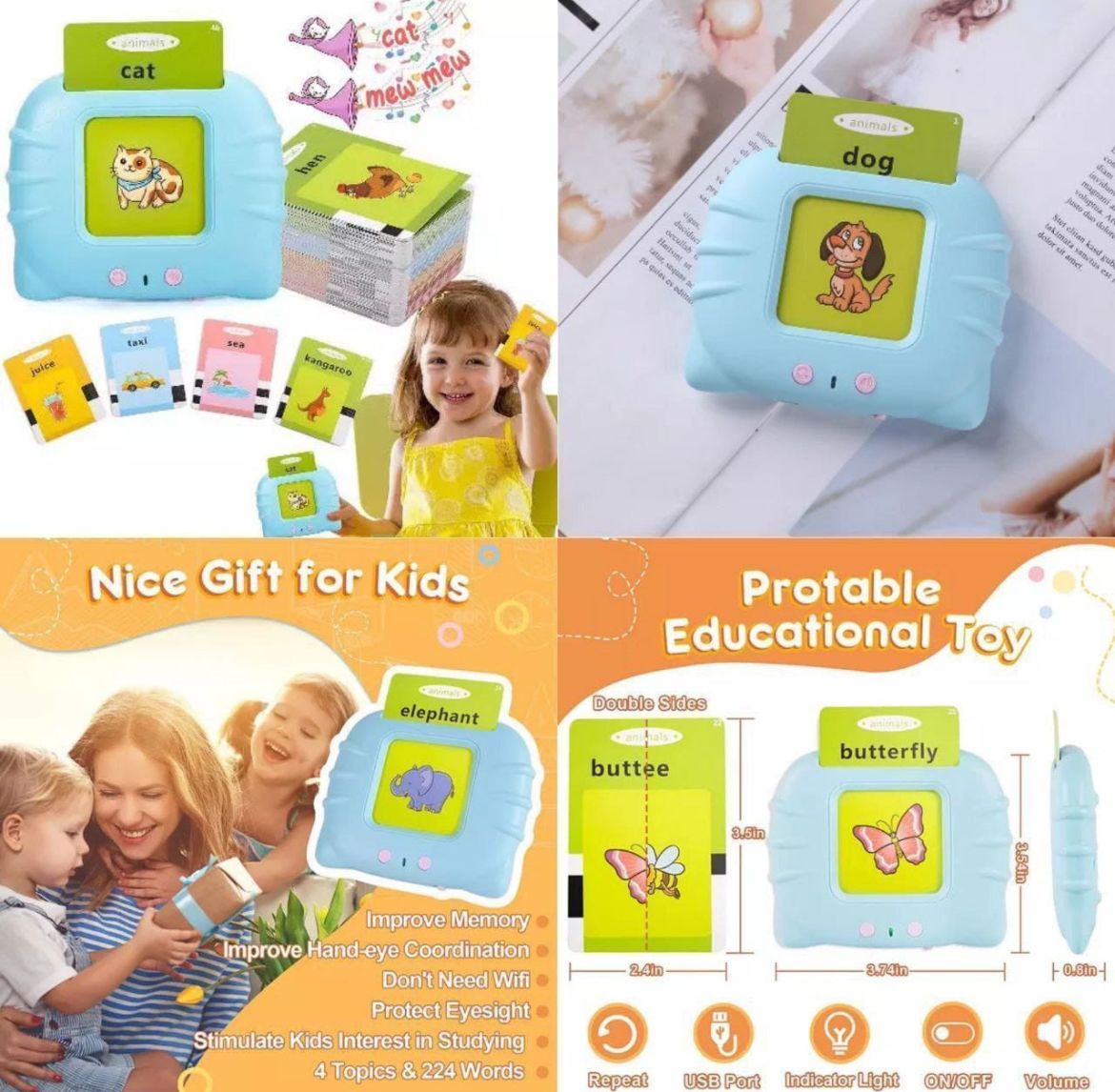 Interactive Talking Flash Card Machine – Educational Learning Toy for Kids
