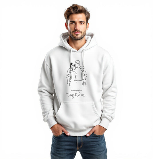 Always Better Together Hoodie – Minimalist Family Line Art Sweatshirt