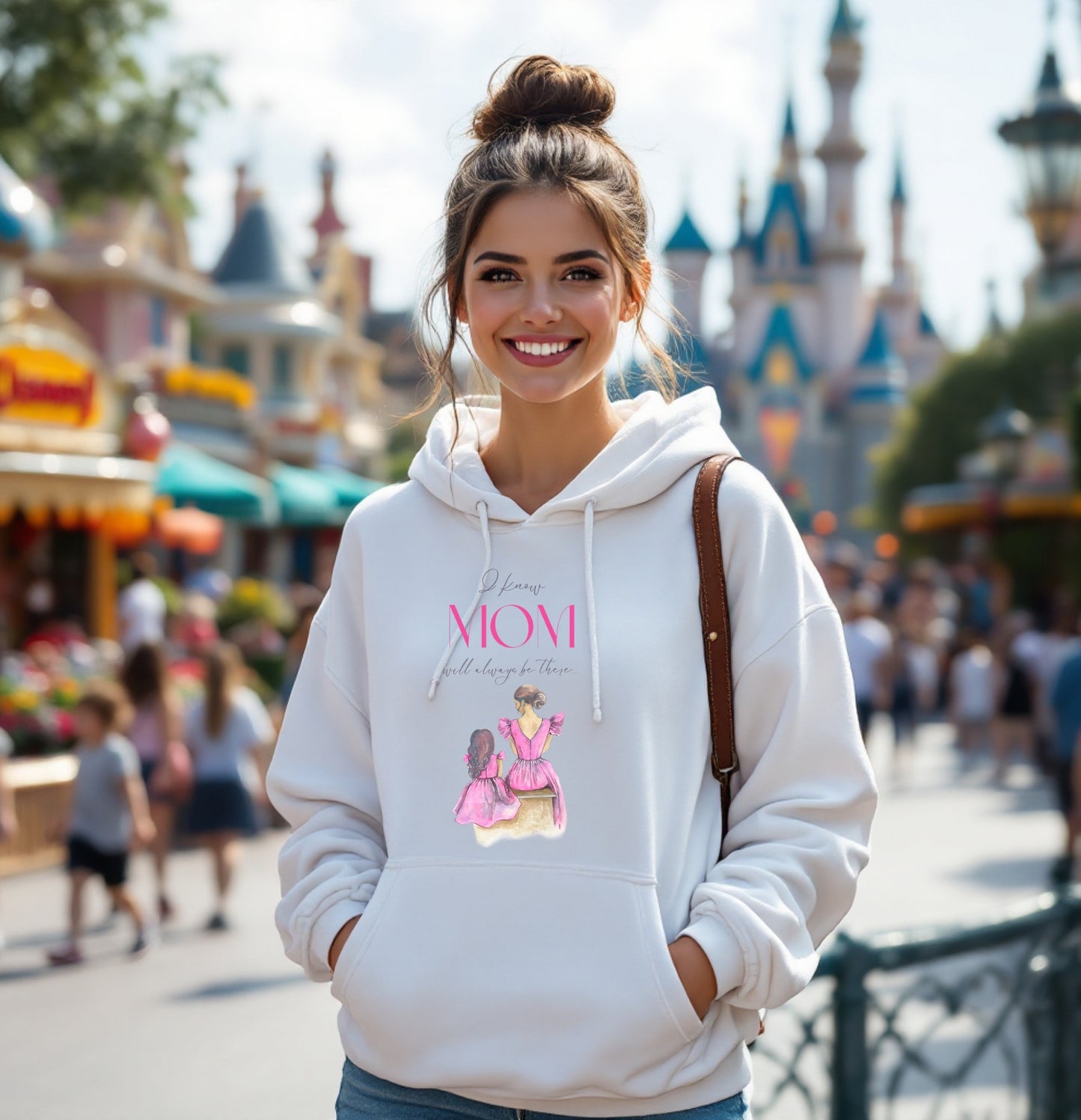 Mom and Daughter Matching Pink Dress Hoodie – Always There for You Design