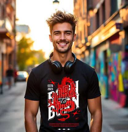 Born to Burn Dragon Graphic T-Shirt – Fire Within Streetwear