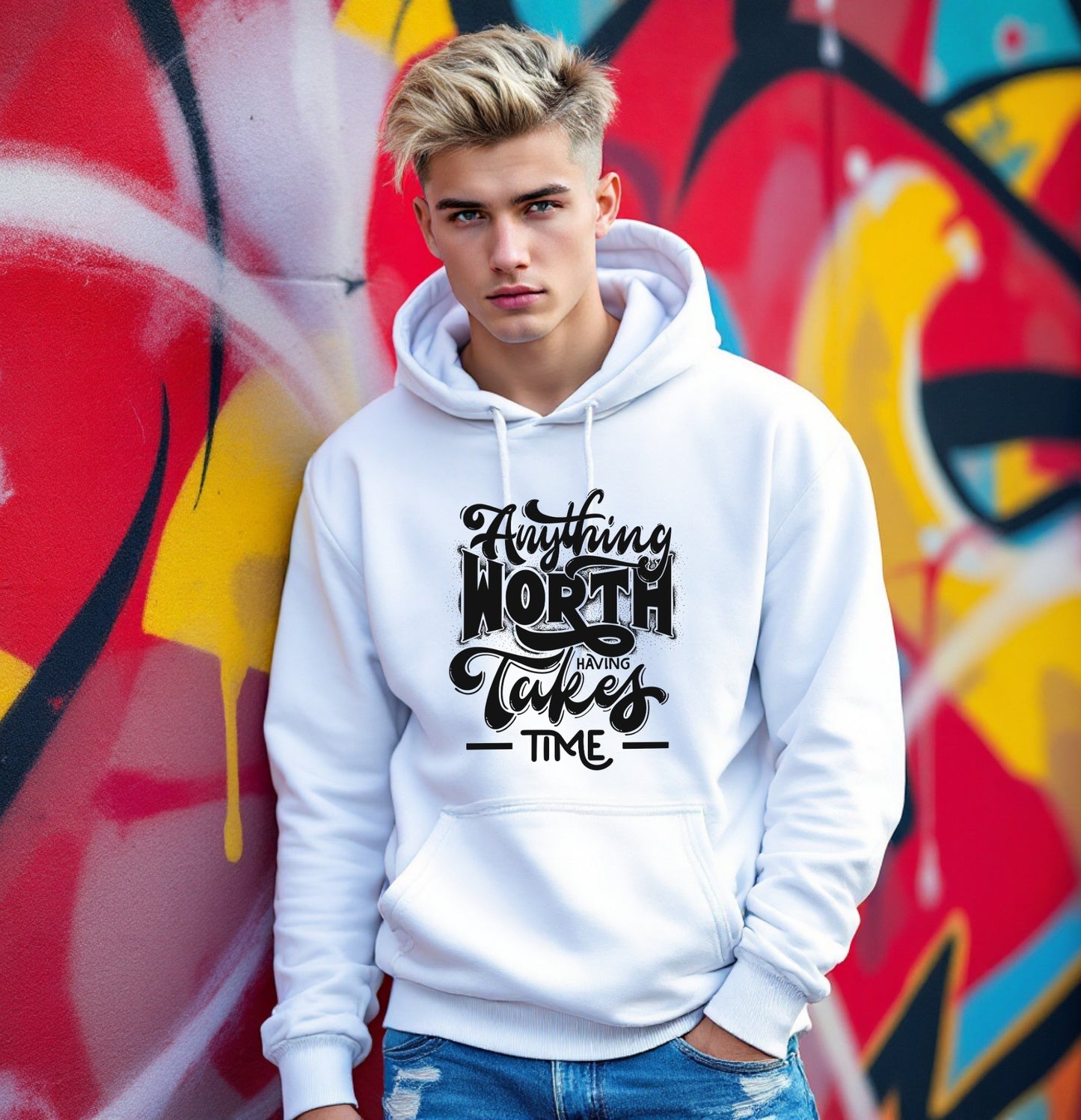 Anything Worth Having Takes Time Hoodie – Motivational Quote Sweatshirt
