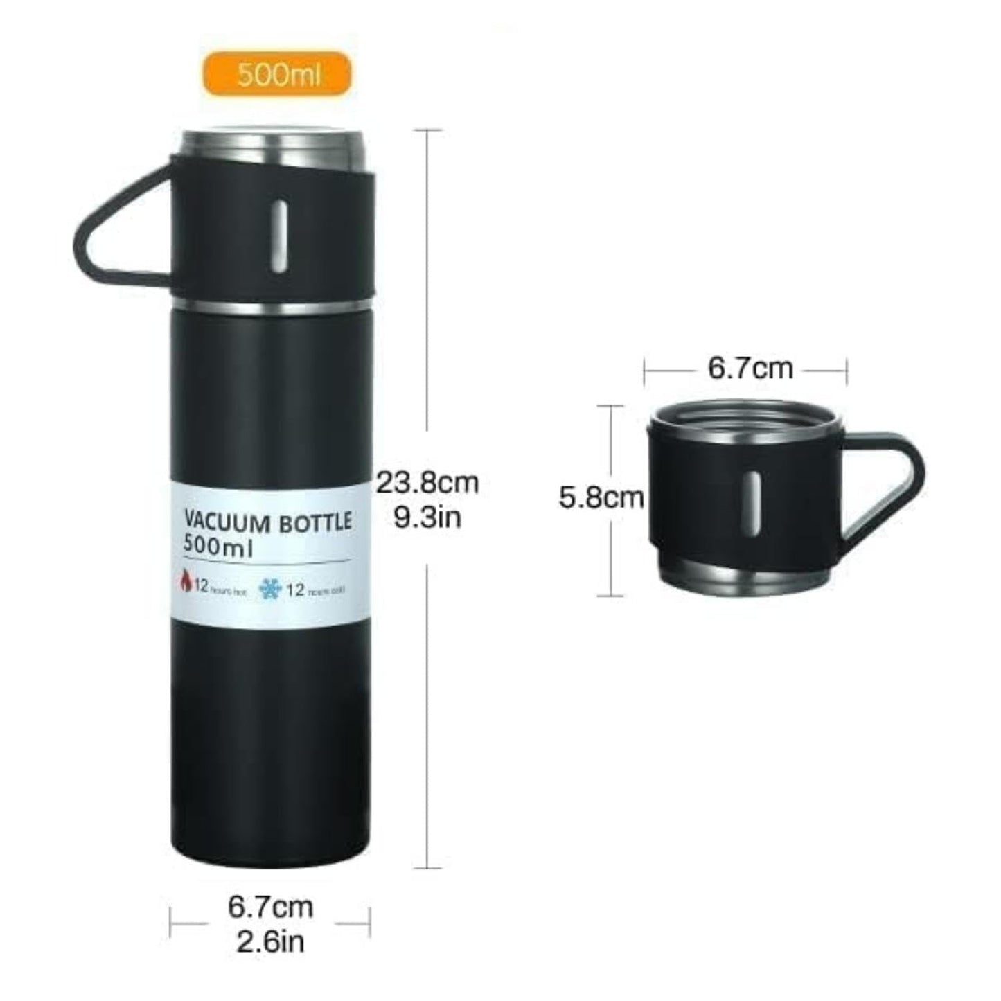 Premium Stainless Steel Vacuum Flask Gift Set (1 Flask + 2 Cups) – Elegant Hot & Cold Thermal Bottle Set with Gift Box