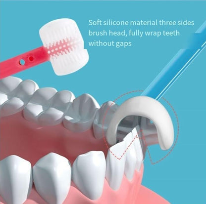 Estoy Kid Three Sides Soft Silicone Brush Head Manual Toothbrush, Cute Cartoon Creative Soft Toothbrush Suitable For Aged 2-12, Childrens Cleaning Toothbrush 1Pcs,Multicolour