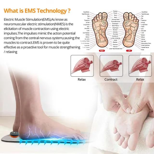 EMS Foot Massager - 8 Selectable Modes, 19 Intensity Levels, Automatic 15-Minute Session - Soothe and Revitalize Tired Feet
