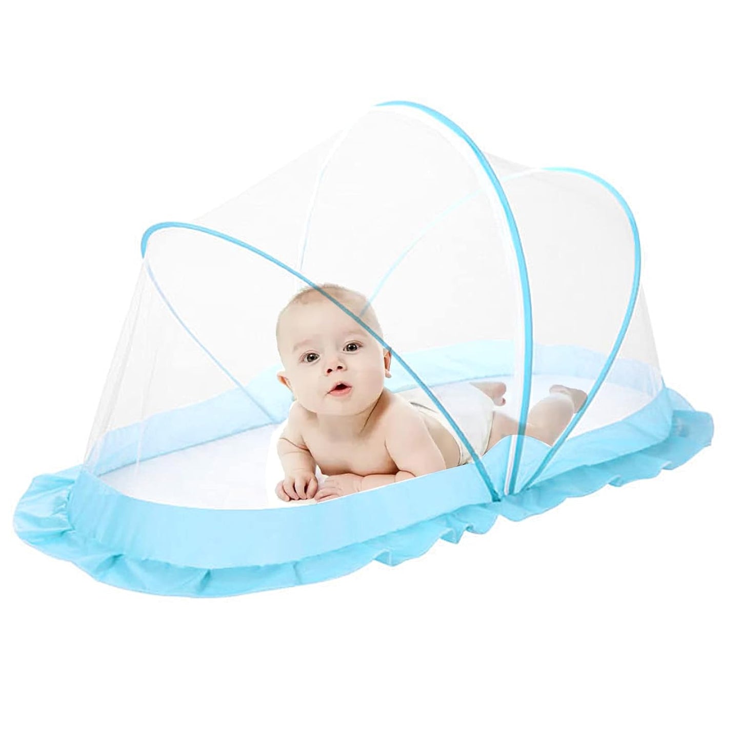Baby Mosquito Net,Portable Foldable Bed Tent for 0-3 Years Old Baby,Suitable for Cribs, Carpets, Crawling Mats (Blue)