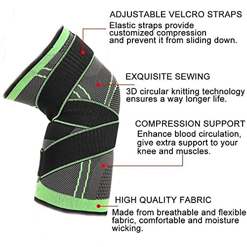 2 Piece Set of Knee Support Protector, Compression Elastic Support Belt, Sports Knee Pads, for Running, Basketball and Volleyball