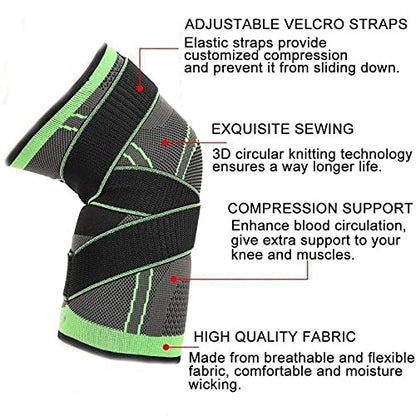 2 Piece Set of Knee Support Protector, Compression Elastic Support Belt, Sports Knee Pads, for Running, Basketball and Volleyball