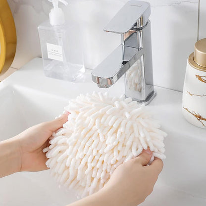 2 Packs Fuzzy Ball Towel,Hanging Bathroom HandTowels,Monochrome Chenille Fluffy Microfiber Decorative Ball Towel,Quick Dry Plush Absorbent Towels,Kitchen Hand Towels for Washstand