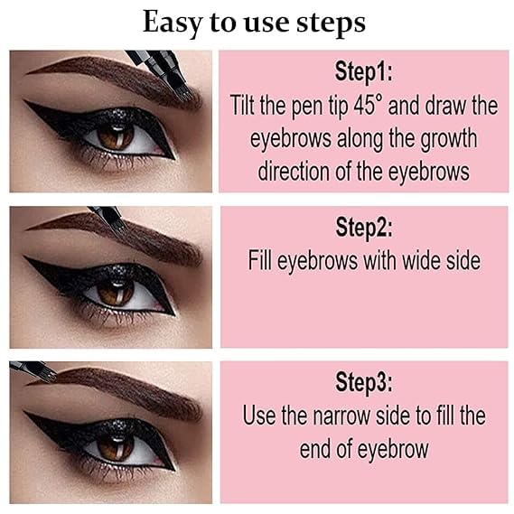 Estoy Waterproof 4 Points Microblading Eyebrow Pen with a Micro-Fork Tip Applicator Creates Flawless Natural Looking Eyebrows SmudgeProof Eyebrow Pencil (Dark Brown)