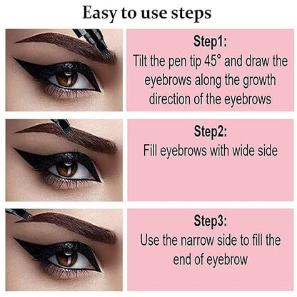 Estoy Waterproof 4 Points Microblading Eyebrow Pen with a Micro-Fork Tip Applicator Creates Flawless Natural Looking Eyebrows SmudgeProof Eyebrow Pencil (Dark Brown)