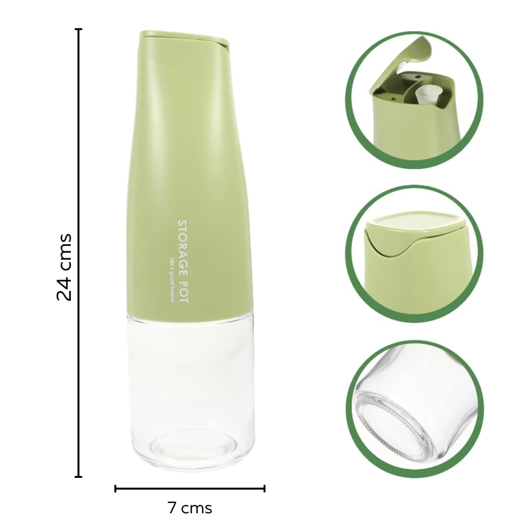 Oil Dispenser Bottle Glass - Oil and Vinegar Dispenser Glass Bottle with Gravity Automatic Opening and Closing Bottle, Drip Free Spout Oil Dispenser Bottle for Kitchen 500 ml