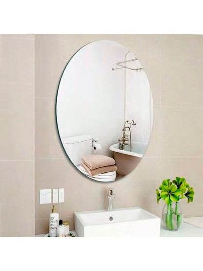 Estoy  Mirror Sheets Self-Adhesive Plastic Mirror Tiles Non-Glass Mirror Stickers for Home Decoration (Large, Oval)