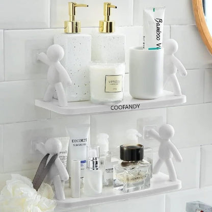 Creative Wall-Mounted Bathroom Shelf – Fun Human Figurine Design 2pcs