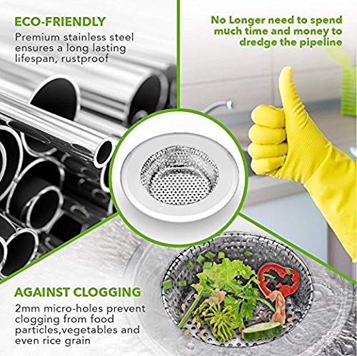Stainless Steel Sink Strainer Drain Filter for Kitchen and Bathroom