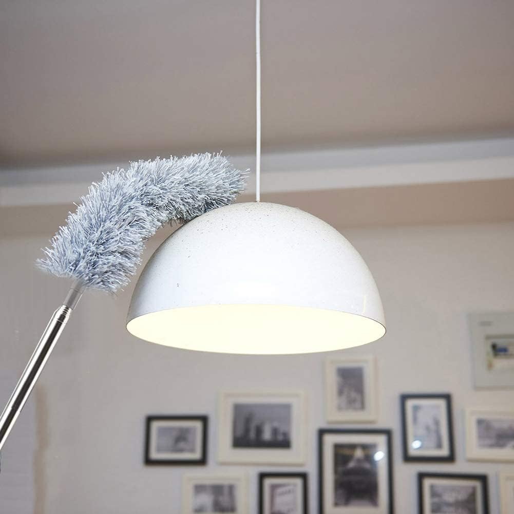 Long Handle Microfiber Feather Ceiling Duster for Dust Cleaning with extendable Pole 30-100 Inch with Anti Scratch Bendable Head Brush for Cleaning High Cobweb Stick high Ceiling Fan