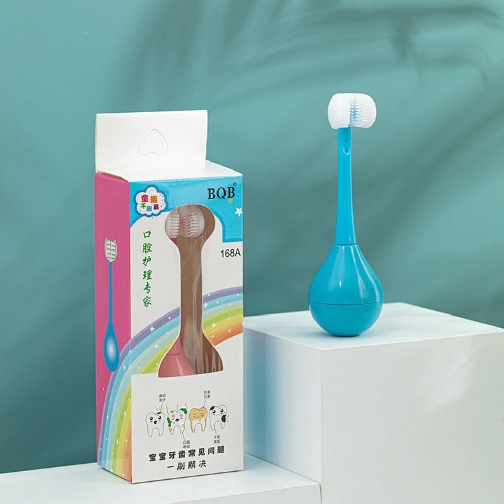 Estoy Kid Three Sides Soft Silicone Brush Head Manual Toothbrush, Cute Cartoon Creative Soft Toothbrush Suitable For Aged 2-12, Childrens Cleaning Toothbrush 1Pcs,Multicolour
