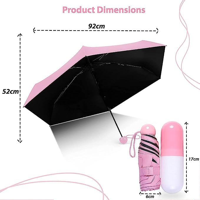 Portable Capsule Umbrella Windproof Double Layer Ultra Light Pocket Sized for UV Protection & Rain Outdoor Car Umbrella for Women & Men Small and Lightweight Anti-UV Umbrella Pack of-1
