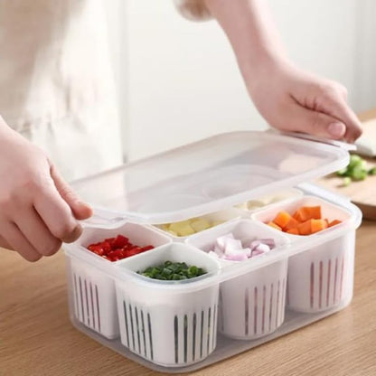 Fridge Storage Boxes | Freezer Storage Containers | Kitchen Storage Set | Vegetable Storage Box with Draining Crisper | Refrigerator Food Storage | Versatile Organizer (1 Pcs)
