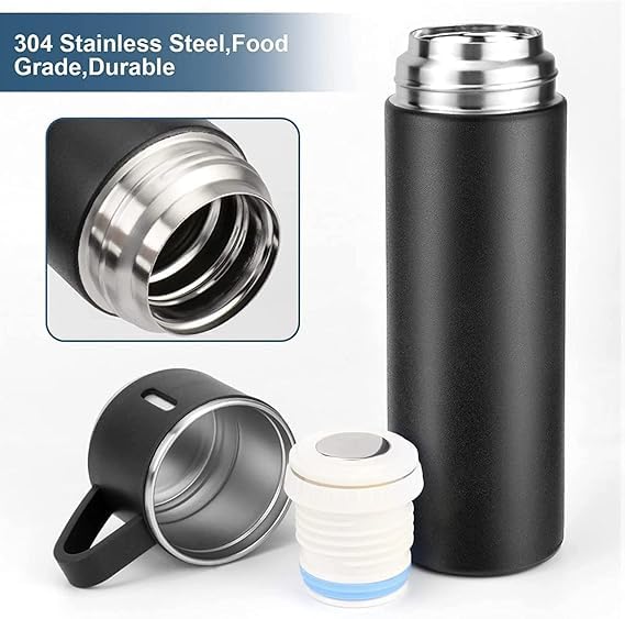 Premium Stainless Steel Vacuum Flask Gift Set (1 Flask + 2 Cups) – Elegant Hot & Cold Thermal Bottle Set with Gift Box