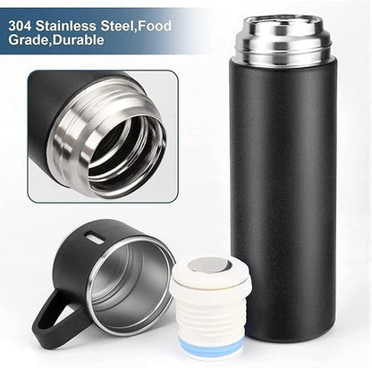 Premium Stainless Steel Vacuum Flask Gift Set (1 Flask + 2 Cups) – Elegant Hot & Cold Thermal Bottle Set with Gift Box