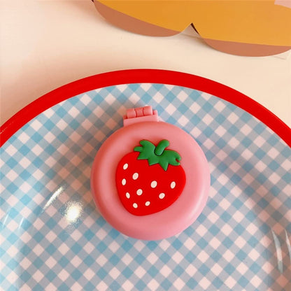2pcs Travel Hair Brush Pocket Comb with Mini Mirror Portable Compact Folding Hair Brushes Round Mini Compact Massage Comb for Girls and Women Pink Rabbits