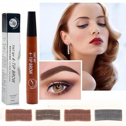 Estoy Waterproof 4 Points Microblading Eyebrow Pen with a Micro-Fork Tip Applicator Creates Flawless Natural Looking Eyebrows SmudgeProof Eyebrow Pencil (Dark Brown)