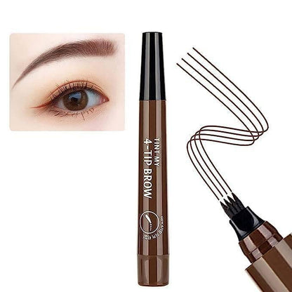 Estoy Waterproof 4 Points Microblading Eyebrow Pen with a Micro-Fork Tip Applicator Creates Flawless Natural Looking Eyebrows SmudgeProof Eyebrow Pencil (Dark Brown)