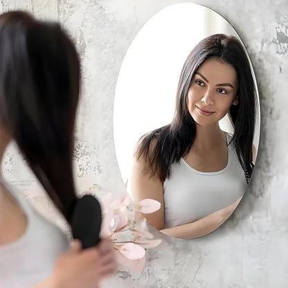 Estoy  Mirror Sheets Self-Adhesive Plastic Mirror Tiles Non-Glass Mirror Stickers for Home Decoration (Large, Oval)