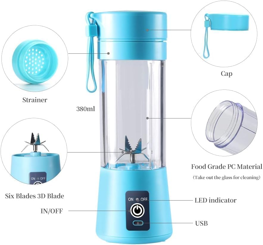 Portable USB Rechargeable Blender – Make Smoothies On-the-Go!
