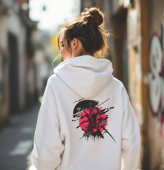 Shadow Samurai Hoodie – Red Sun Warrior Design