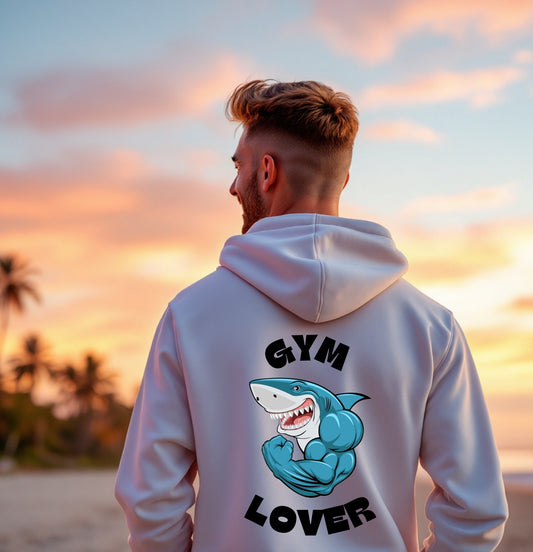 Gym Lover Shark Muscle Graphic Hoodie