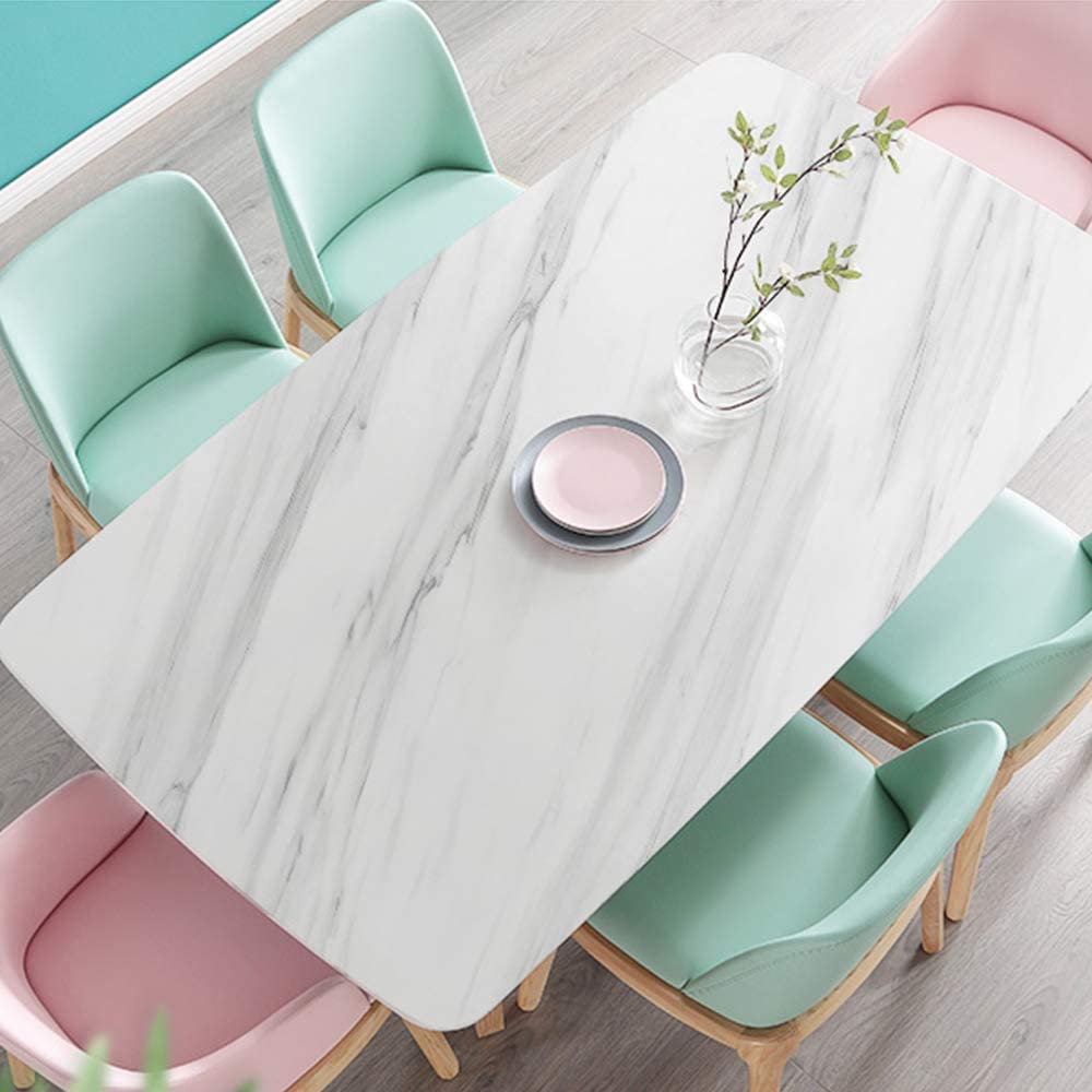 Estoy Marble Glossy PVC Self Adhesive Space Wallpaper Kitchen Countertop Waterproof Cabinet Liner Furniture - (White, 200 * 60 Cm - 12 Sqft Approx)