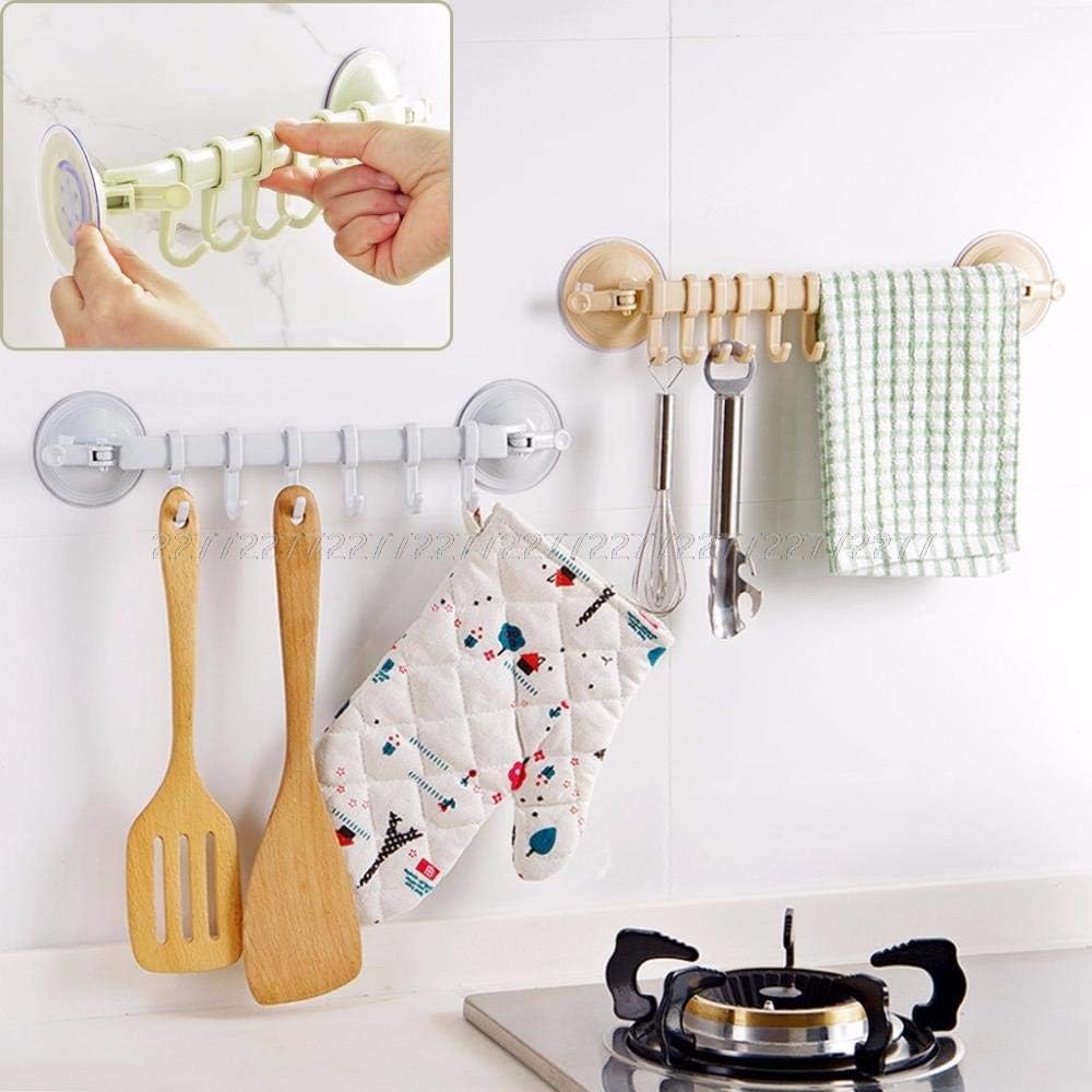 2pcs Wall-Mounted Suction Cup Hook Hanger – Multi-Purpose Plastic Organizer for Kitchen & Bathroom