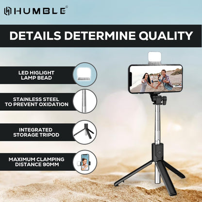 Bluetooth Selfie Sticks with Remote and Selfie Light, 3-in-1 Multifunctional Selfie Stick Tripod Stand for Travelling, YouTube Vlogging Video, Compatible with All Smartphones (70 cm)