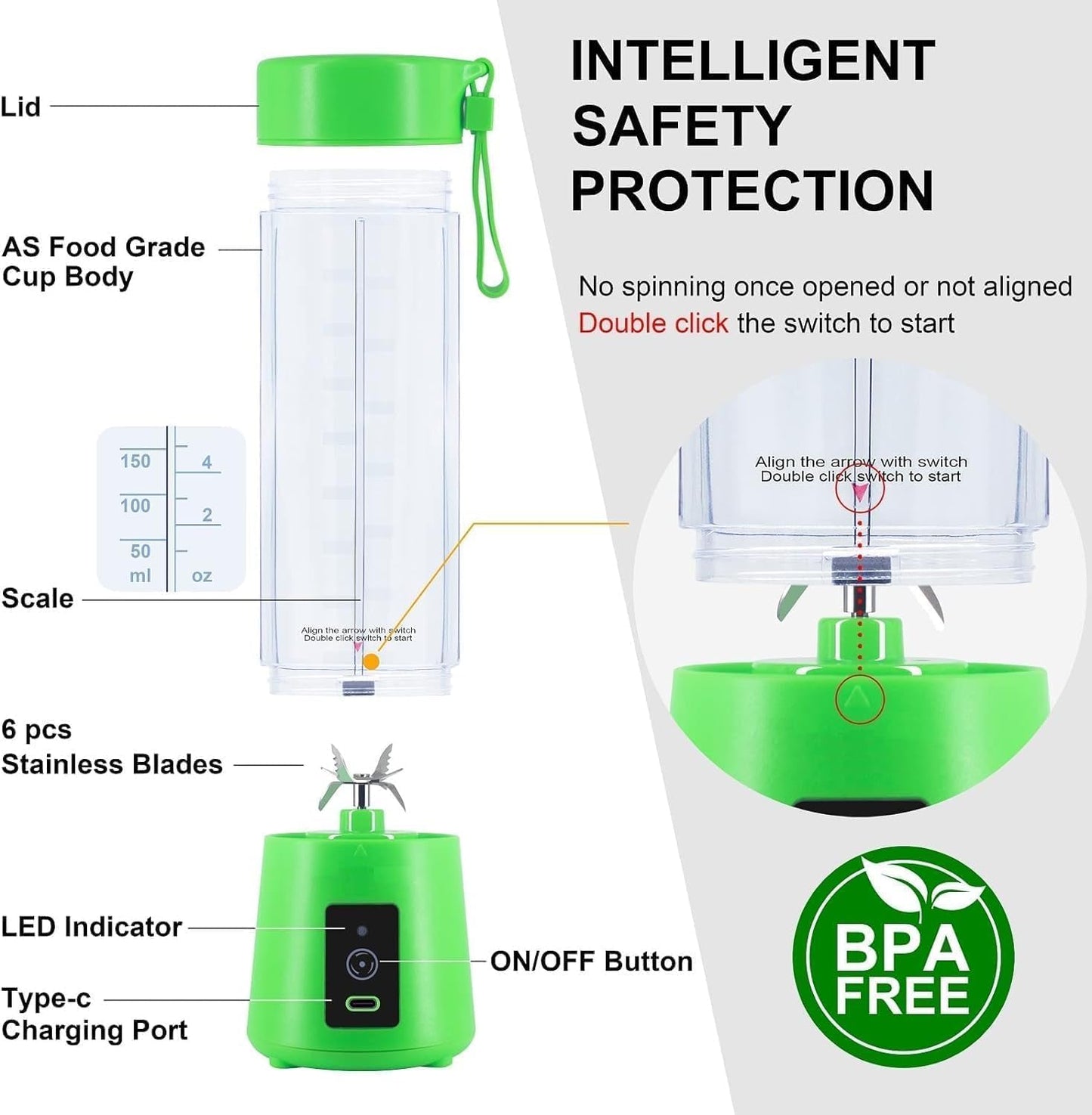 Portable USB Rechargeable Blender – Make Smoothies On-the-Go!