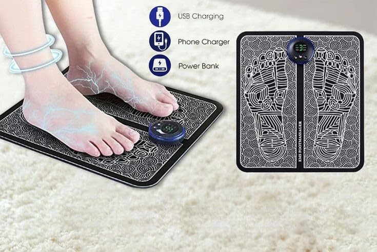 EMS Foot Massager - 8 Selectable Modes, 19 Intensity Levels, Automatic 15-Minute Session - Soothe and Revitalize Tired Feet