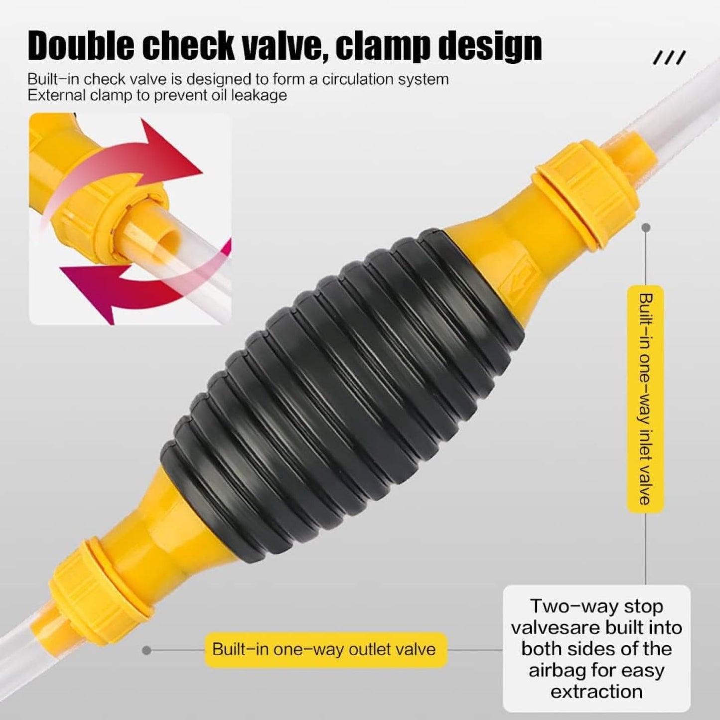 Estoy Manual Syphon Hand Pump with 2 meter Long Hose pipe, Multifunction Liquid Sucker Transfer Pump for Petrol, Diesel, Oil, Water Fish Tank (PACK OF 1, YELLOW+BLACK)