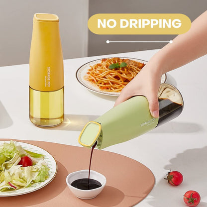 Oil Dispenser Bottle Glass - Oil and Vinegar Dispenser Glass Bottle with Gravity Automatic Opening and Closing Bottle, Drip Free Spout Oil Dispenser Bottle for Kitchen 500 ml