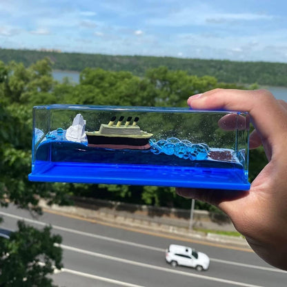 Liquid Wave Cruise Ship Decoration,Titanic,Cruise Ship That No Longer Sinks, for Car Dashboard Decorative Showpiece/Idol, Paperweight, Home Decor Decoration & Gifting Purpose