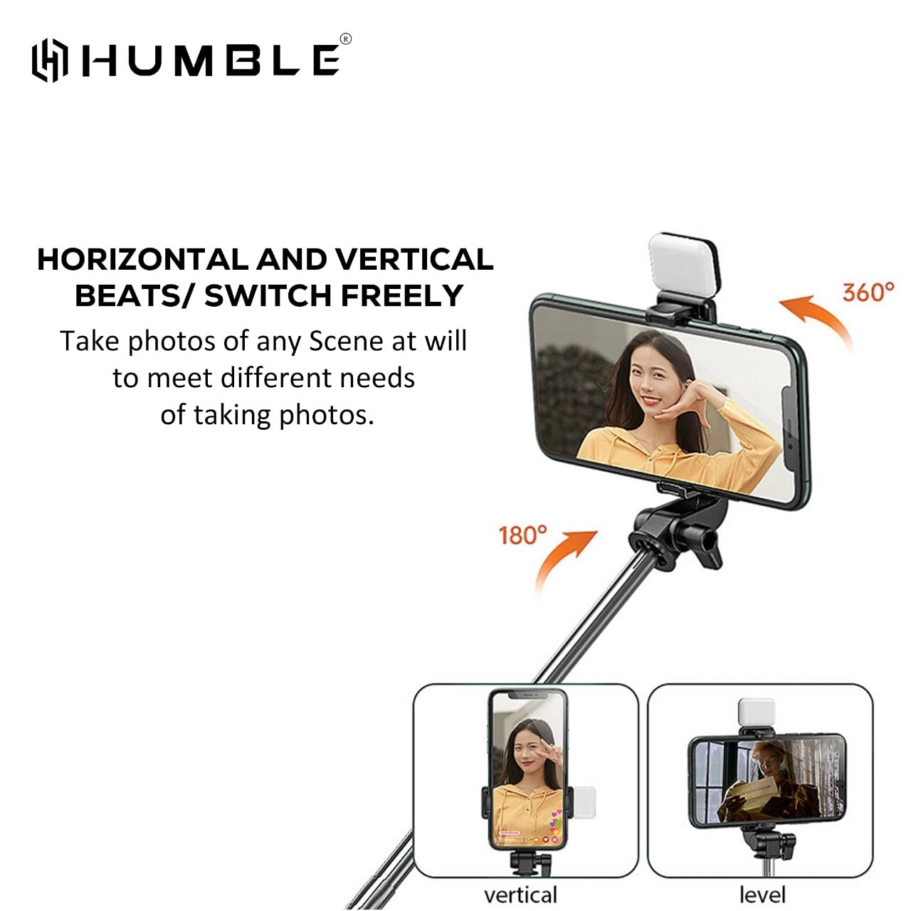 Bluetooth Selfie Sticks with Remote and Selfie Light, 3-in-1 Multifunctional Selfie Stick Tripod Stand for Travelling, YouTube Vlogging Video, Compatible with All Smartphones (70 cm)
