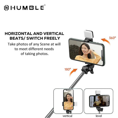 Bluetooth Selfie Sticks with Remote and Selfie Light, 3-in-1 Multifunctional Selfie Stick Tripod Stand for Travelling, YouTube Vlogging Video, Compatible with All Smartphones (70 cm)