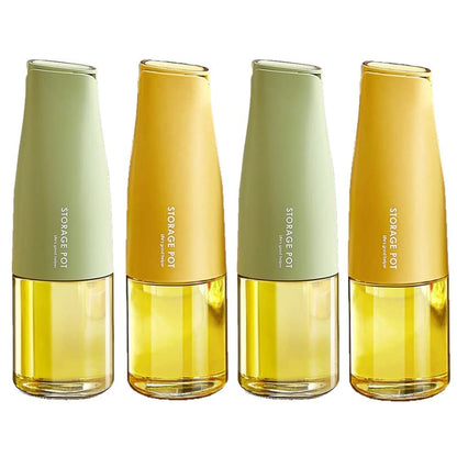 Oil Dispenser Bottle Glass - Oil and Vinegar Dispenser Glass Bottle with Gravity Automatic Opening and Closing Bottle, Drip Free Spout Oil Dispenser Bottle for Kitchen 500 ml