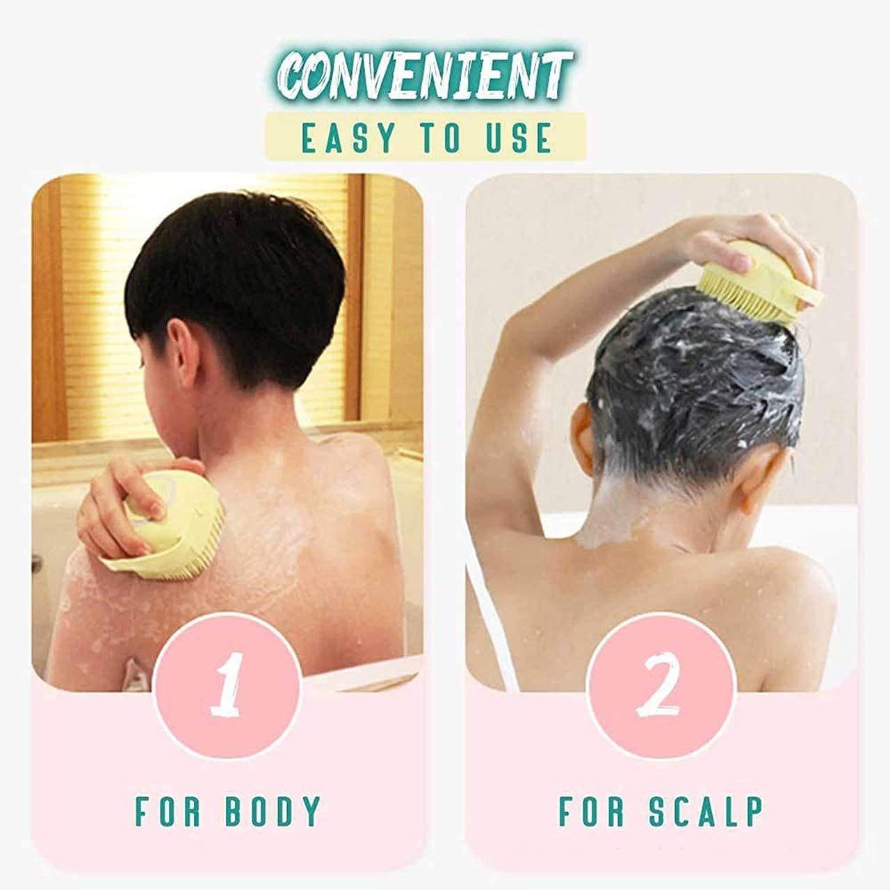 Estoy Body Scrubber with Soap Dispenser Brush, Silicone Exfoliating Brushes, Soft Body Exfoliator, Bath Loofah for Babies, Kids, Women, Men and Pets (Standard, 2, count)