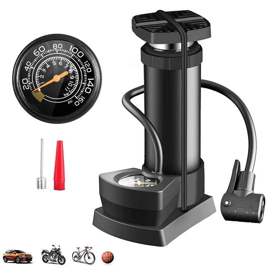 Air Pump With High-Pressure Foot Pedal for Sports Balls, Bikes, Inflatables and More - Compact and Heavy Duty