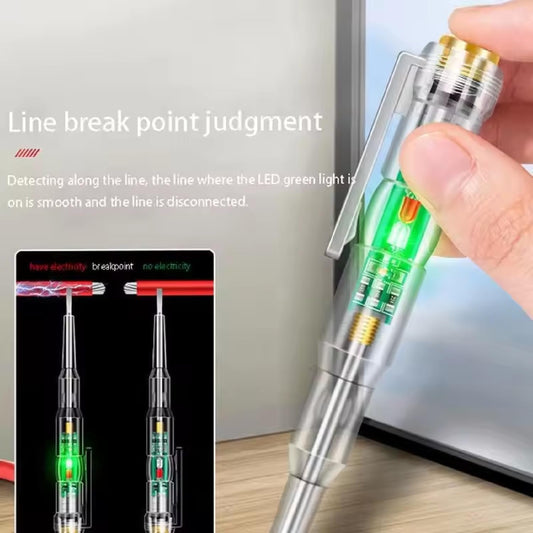 LED Voltage Tester Pen – Electric Test Screwdriver with Red & Green High-Brightness Indicator Lights