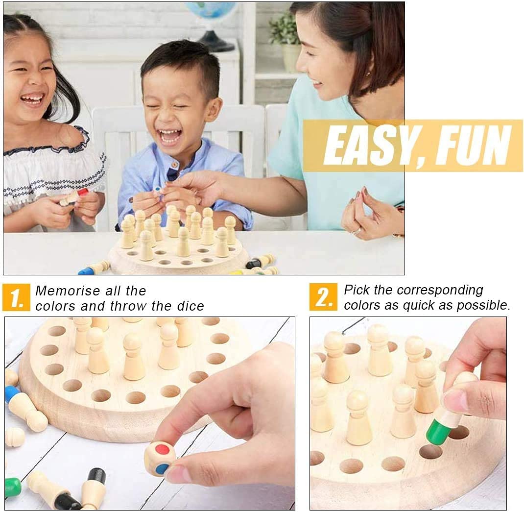Montessori Wooden Memory Matching Game – Color Recognition & Brain Training Board Game for Kids