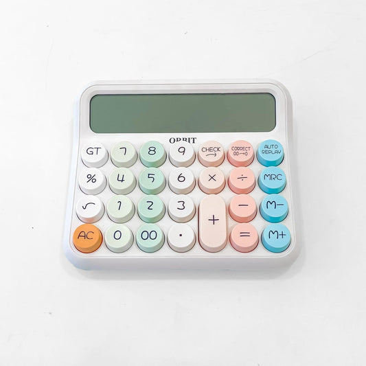 Orbit Retro Pastel Calculator – 12-Digit Large Display with Soft Round Buttons for Office & School Use