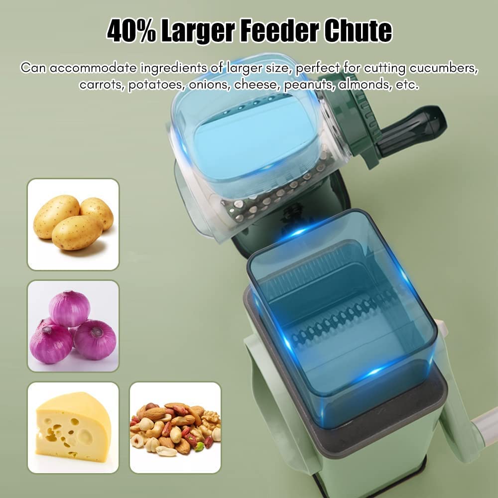 Manual Rotary Cheese & Vegetable Grater – Multi-Function Kitchen Slicer