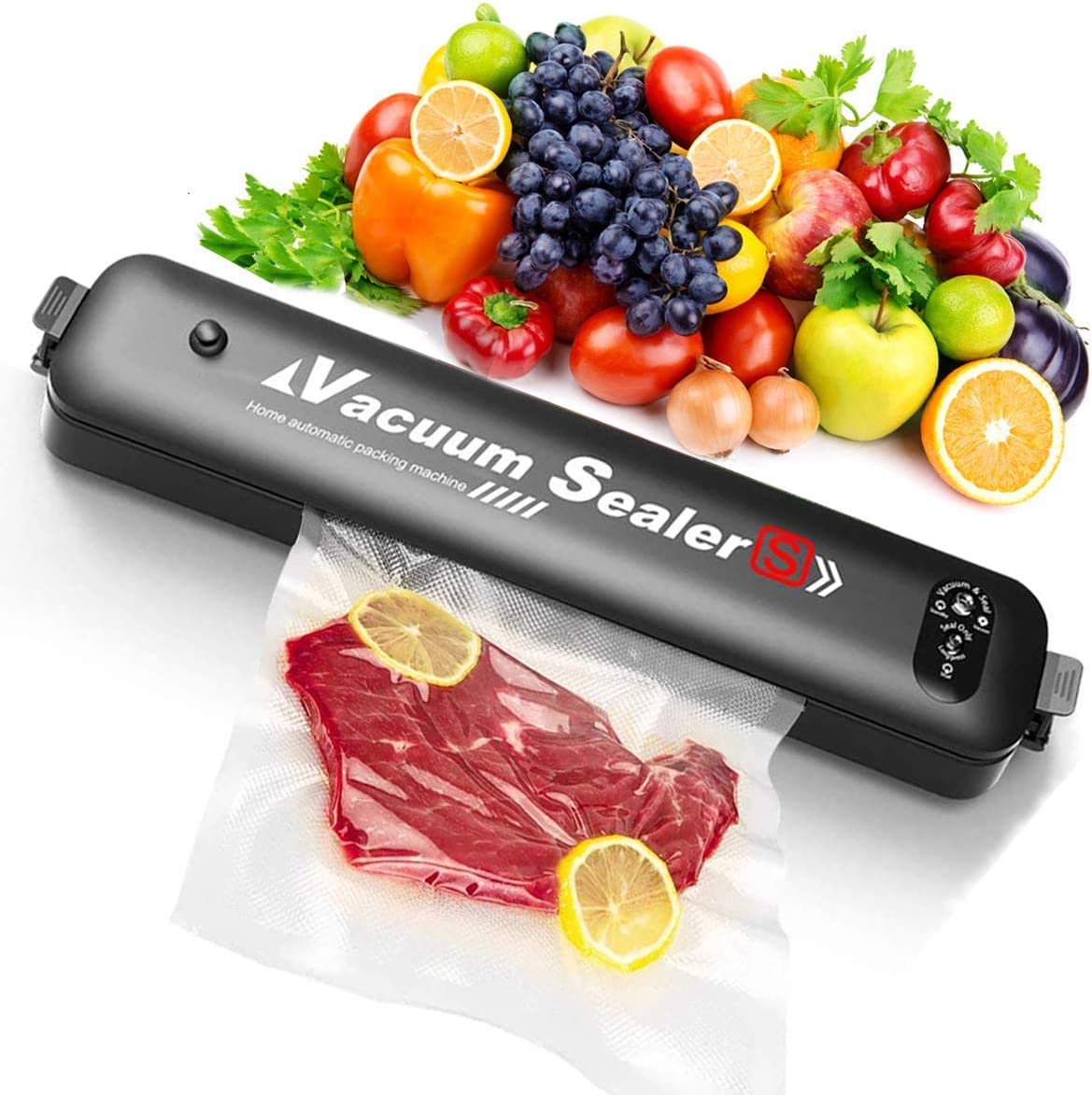 2in1 Electric Vacuum Sealer for Food Storage | Home Automatic Packing Sealing Machine | Household Kitchen Fresh Keeping food sealer Dry Moist Air sealing system with 06 food Bags (Medium)