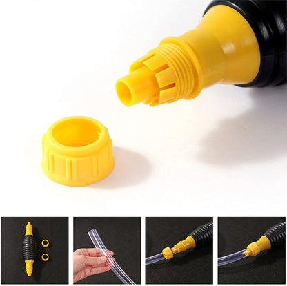 Estoy Manual Syphon Hand Pump with 2 meter Long Hose pipe, Multifunction Liquid Sucker Transfer Pump for Petrol, Diesel, Oil, Water Fish Tank (PACK OF 1, YELLOW+BLACK)